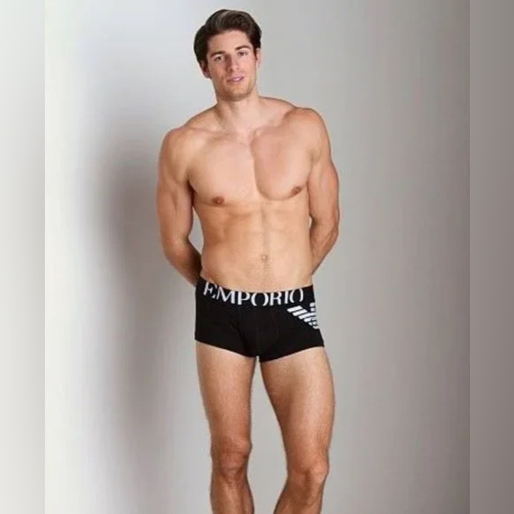 Emporio Armani Men’s Black Boxer Briefs With Eagle Print